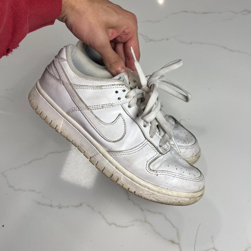 Nike Dunk Low Sneakers Womens Triple White‎ DD1503-109 Leather Low Top Shoes